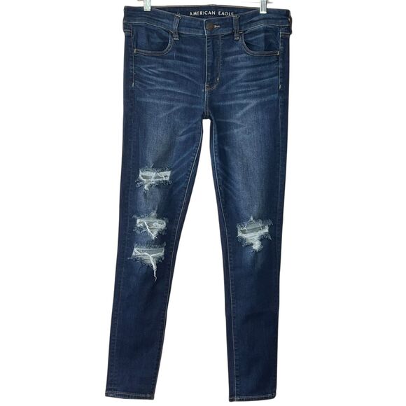 American Eagle Distressed Jegging Jeans Size 12 Long Next Level Stretch 12L - Picture 1 of 9